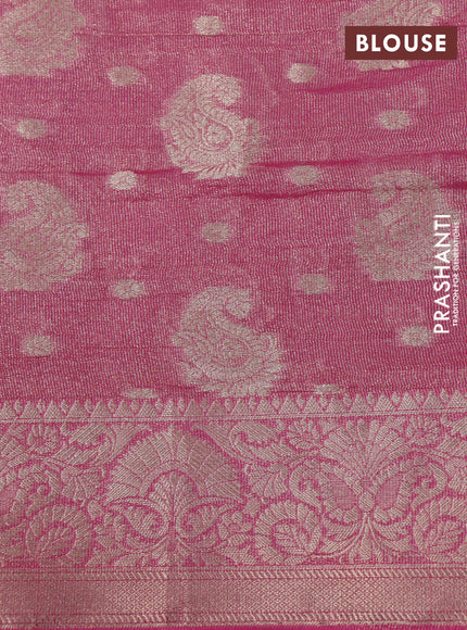 Crushed tissue saree pink with allover zari woven buttas and zari woven border