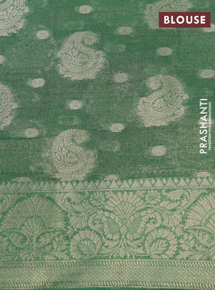 Crushed tissue saree green with allover zari woven buttas and zari woven border