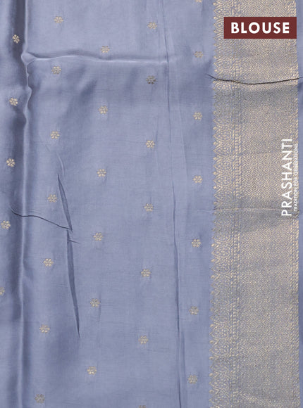 Mushru silk saree grey with zari woven buttas and zari woven butta border