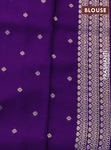 Mushru silk saree violet with allover self emboss and zari woven butta border