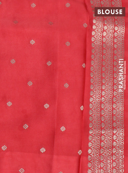 Mushru silk saree red with allover self emboss and zari woven butta border