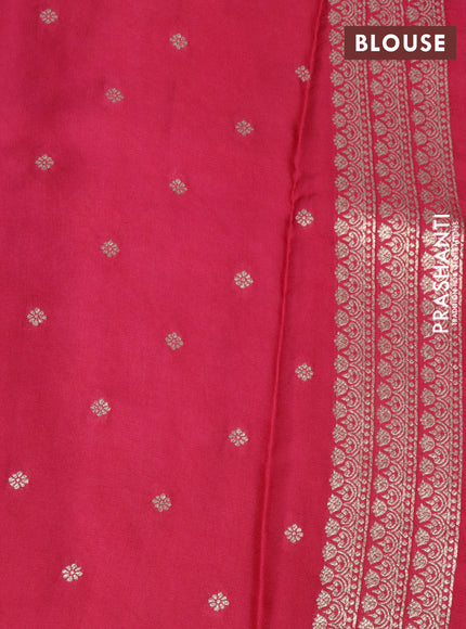 Mushru silk saree pink with allover self emboss and zari woven butta border