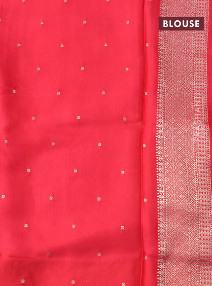 Mushru silk saree red with allover self emboss and zari woven butta border