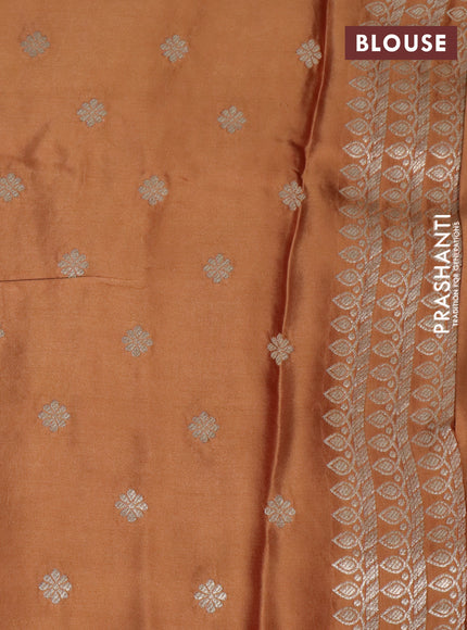 Mushru silk saree mustard shade with plain body and zari woven butta border