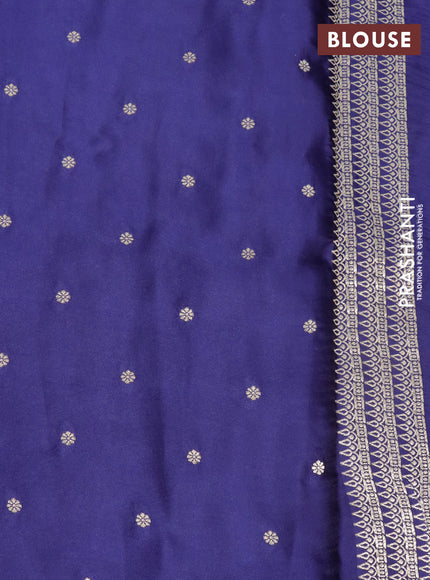 Mushru silk saree dark blue with allover self emboss and zari woven butta border