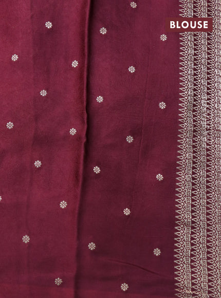 Mushru silk saree maroon with allover self emboss and zari woven butta border