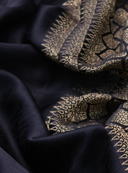 Mushru silk saree black with allover self emboss and zari woven butta border