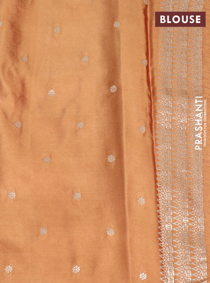 Mushru silk saree mustard shade with allover self emboss and zari woven butta border