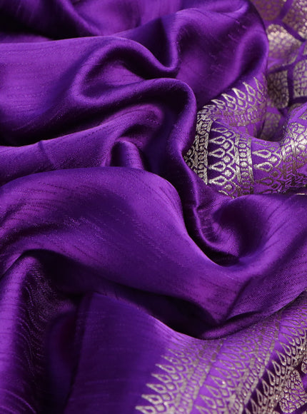 Mushru silk saree violet with allover self emboss and zari woven butta border