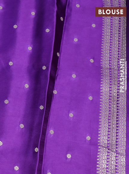 Mushru silk saree violet with allover self emboss and zari woven butta border