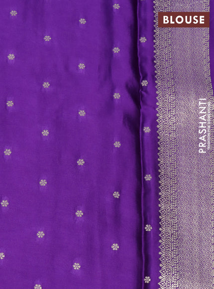 Mushru silk saree violet with zari woven buttas and zari woven butta border