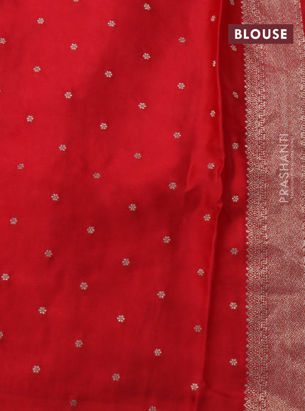 Mushru silk saree red with zari woven buttas and zari woven butta border