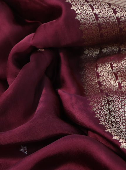 Mushru silk saree deep maroon with zari woven buttas and zari woven butta border