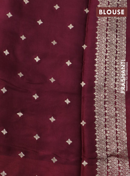 Mushru silk saree deep maroon with zari woven buttas and zari woven butta border