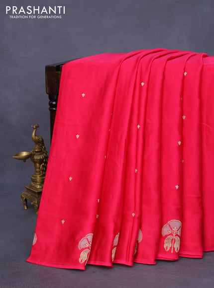 Mushru silk saree pink with zari woven buttas and zari woven butta border