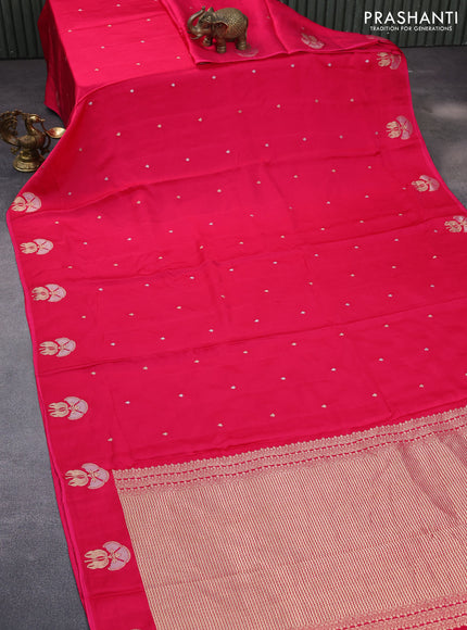 Mushru silk saree pink with zari woven buttas and zari woven butta border