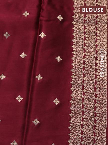 Mushru silk saree maroon with zari woven buttas and zari woven butta border