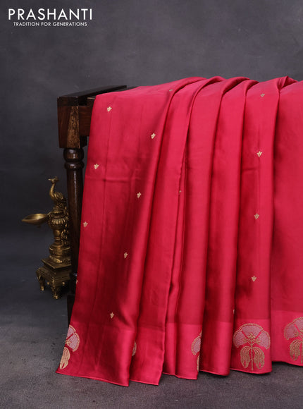 Mushru silk saree pink with zari woven buttas and zari woven butta border