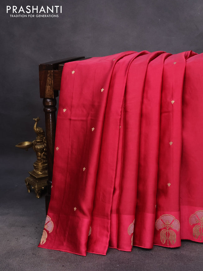 Mushru silk saree pink with zari woven buttas and zari woven butta border