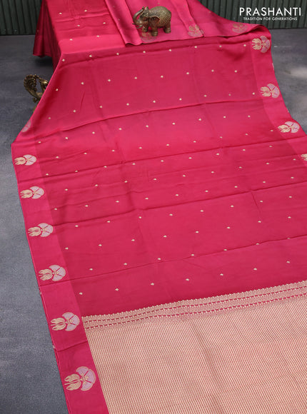 Mushru silk saree pink with zari woven buttas and zari woven butta border