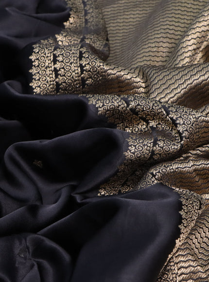 Mushru silk saree black with zari woven buttas and zari woven butta border