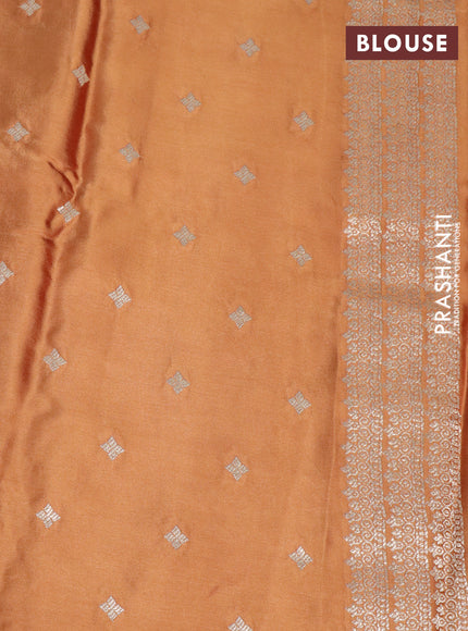 Mushru silk saree dark mustard with zari woven buttas and zari woven butta border