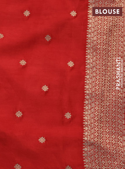 Mushru silk saree red with zari woven buttas and zari woven butta border