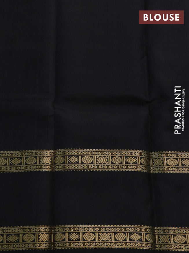 Pure kanchipuram silk saree black with allover zari checked pattern and rettapet zari woven border