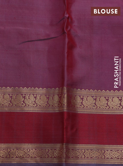 Pure kanchipuram silk saree pink shade and grey with zari woven buttas & zari checks and rettapet zari woven border