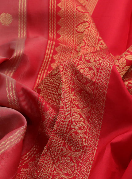 Pure kanchipuram silk saree red shade with zari woven buttas and rettapet zari woven border