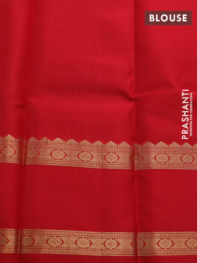 Pure kanchipuram silk saree red shade with zari woven buttas and rettapet zari woven border