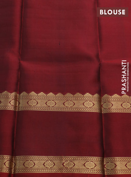 Pure kanchipuram silk saree grey and maroon with zari woven buttas and rettapet zari woven border