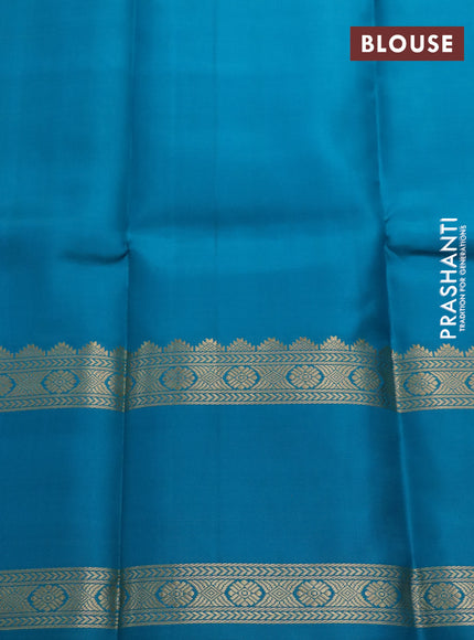 Pure kanchipuram silk saree teal blue shade and cs blue with zari woven buttas and rettapet zari woven border