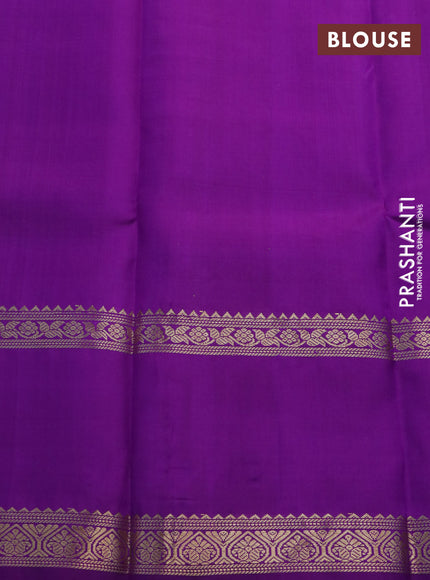 Pure kanchipuram silk saree purple with allover zari checked pattern and rettapet zari woven border