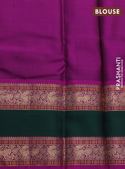 Pure kanchipuram silk saree mauve ink and magenta pink with plain body and rettapet zari woven border