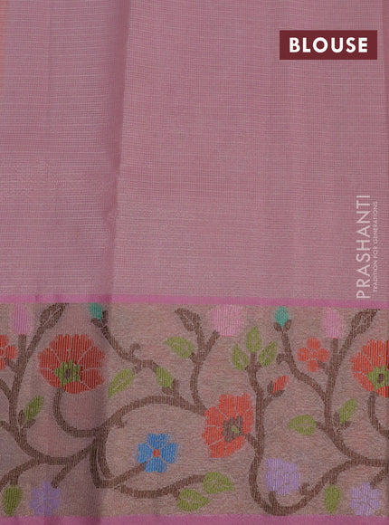 Cotton zari kota saree peach pink and light pink with plain body and zari woven paithani border