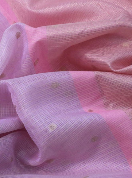 Cotton zari kota saree lavender shade and light pink with zari woven buttas and zari woven paithani design border