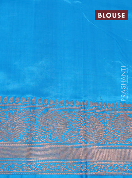 Pure banarasi katan silk saree pink and light blue with zari woven buttas and floral zari woven border