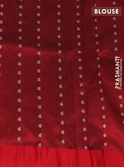 Pure banarasi katan silk saree green and red with copper zari woven buttas and zari woven border