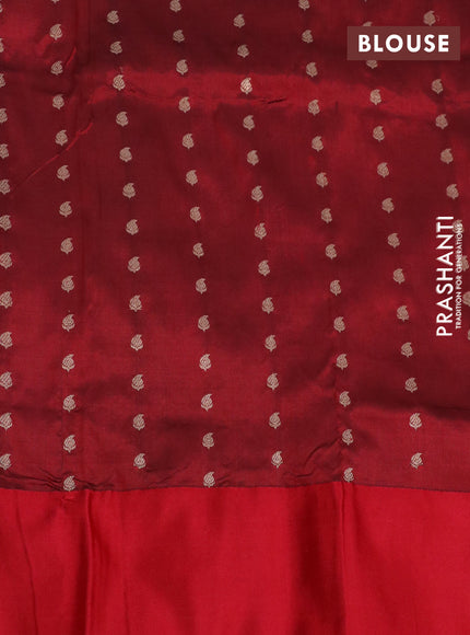 Pure banarasi katan silk saree violet and red with copper zari woven buttas and zari woven border