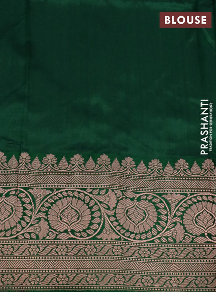 Pure banarasi katan silk saree deep maroon and green with zari woven buttas and floral zari woven border