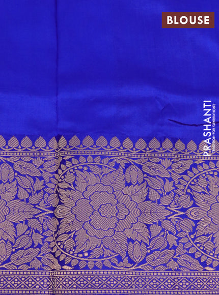 Pure banarasi katan silk saree red and blue with allover zari woven buttas and floral zari woven border