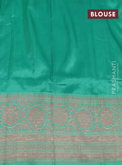 Pure banarasi katan silk saree deep purple and green with zari woven buttas and floral zari woven border