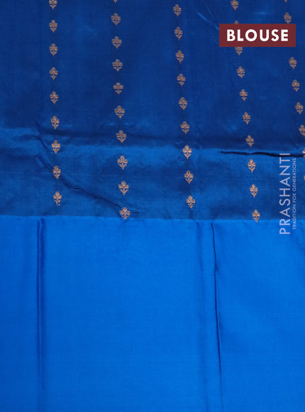 Pure banarasi katan silk saree maroon and cs blue with allover zari woven buttas and floral zari woven border