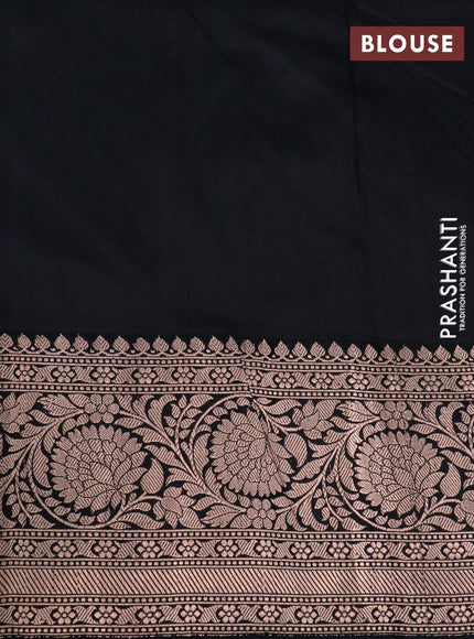 Pure banarasi katan silk saree violet and black with copper zari woven floral buttas and copper zari woven border