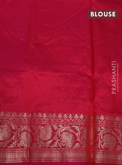 Pure banarasi katan silk saree pink with silver & gold zari woven floral buttas and zari woven floral border