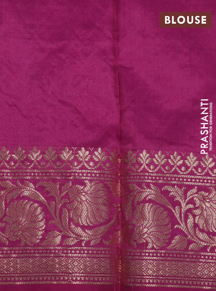 Pure banarasi katan silk saree magenta pink with silver & gold zari woven floral buttas and zari woven floral border