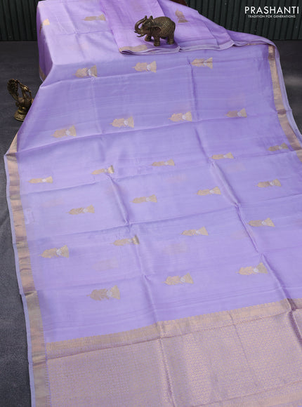 Pure banarasi katan silk saree lavender shade with zari woven floral buttas and zari woven border