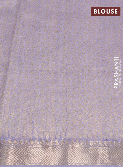 Pure banarasi katan silk saree lavender shade with zari woven floral buttas and zari woven border