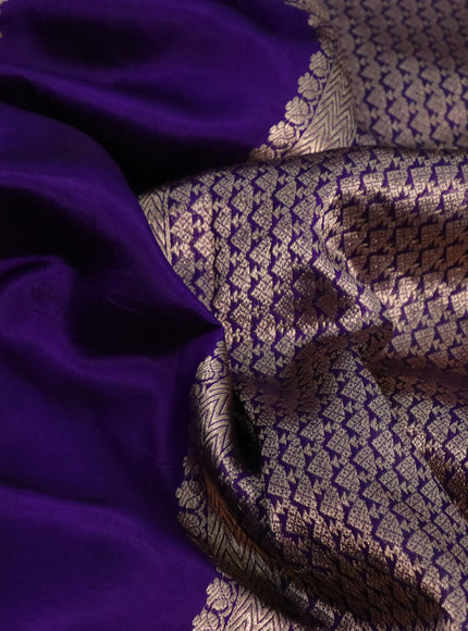 Pure banarasi katan silk saree violet with zari woven floral buttas and zari woven border